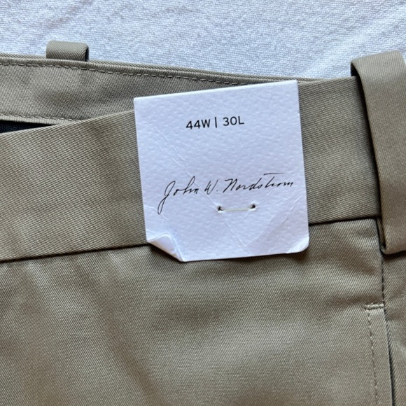 John W Nordstrom Dress Pant Men 44W 30L Beige Smartcare Wrinkle Free 100% Supima - Picture 2 of 11